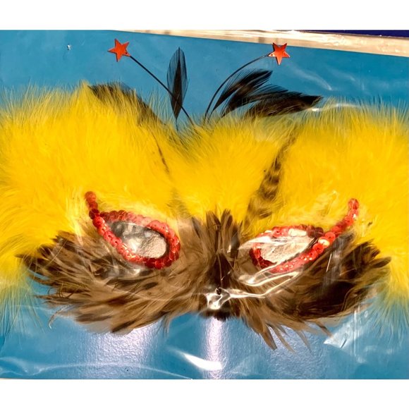 Vintage Fright Factory Fantasy Feather Bird Masquerade Mask Halloween Mardi Gras - Picture 2 of 6